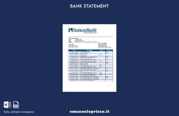 modello di parole dell'estratto conto bancario di stile verificato USA Ohio Sutt